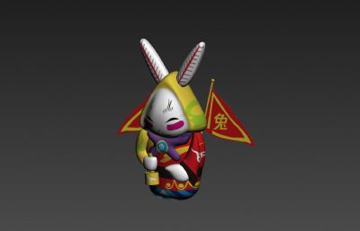 兔爷，兔儿爷，中秋节儿童玩具3D模型