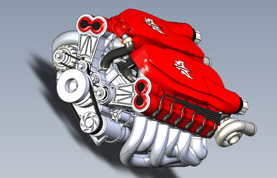 V12汽车发动机STEP格式图纸模型