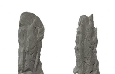两个石雕柱子，石柱ZTL格式模型，高精模和低模，用作沙盘模型可刻字