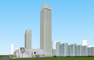现代简约高层建筑商业中心su模型