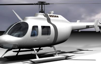 JETRANGER直升机,私人飞机模型,FBX,OBJ两种格式,白模