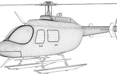 JETRANGER直升机,私人飞机模型,FBX,OBJ两种格式,白模