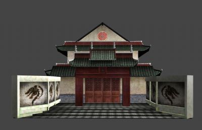 中国古代城隍庙单体建筑maya模型