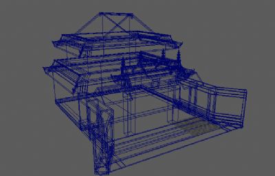 中国古代城隍庙单体建筑maya模型