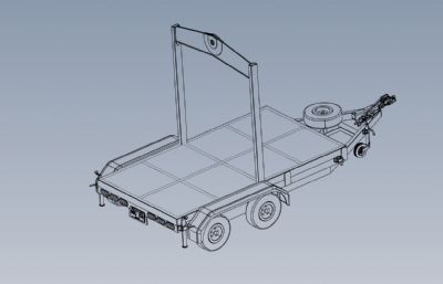 平板拖车,挂车图纸模型,IGS格式
