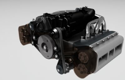 6缸汽车发动机图纸模型,IGS格式