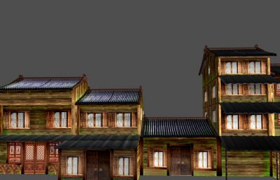 中國古代居民街maya模型,貼圖需要復制幾張一樣的