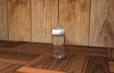 木桌上的奶瓶maya模型