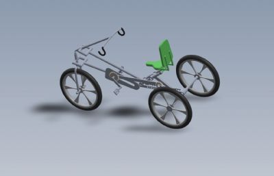 承认单座小三轮自行车solidworks图纸模型