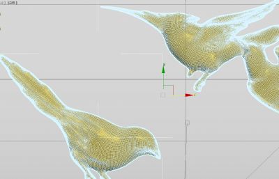 三只嬉戏的燕子雕塑设计3D模型
