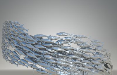 拥挤的鱼群雕塑设计