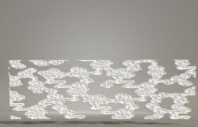 祥云浮雕墙设计3D模型