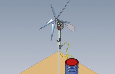 风车水泵,土地浇灌设施stp格式模型
