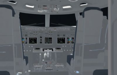 民用航空客机maya模型,带精细内部构造,MB,FBX两种格式素模,无贴图