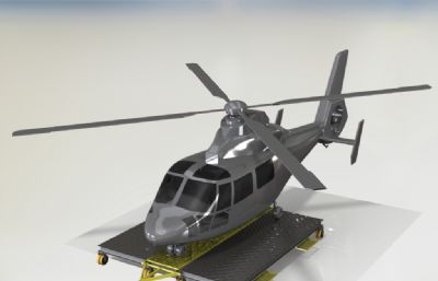 直升机及其平板拖车IGS图纸模型