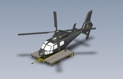 直升机及其平板拖车IGS图纸模型
