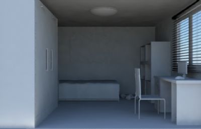 室内卧室,书房卡通场景maya模型素模,MB,FBX两种格式