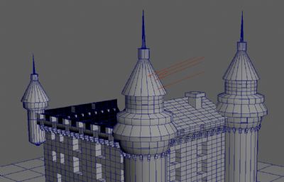 城堡建筑maya模型素模