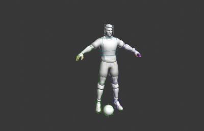 足球巨星梅西3D模型素模,带BIP格式的多种足球动作