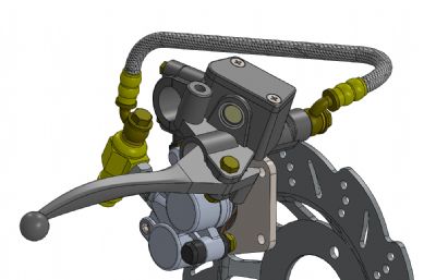 摩托车前轮刹车制动器结构solidworks图纸模型