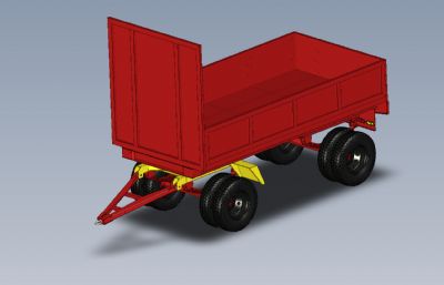 建筑材料运输重型拖车,挂车IGS格式模型