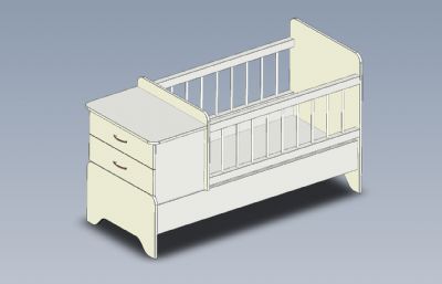 带侧边抽屉的婴儿床STEP格式模型