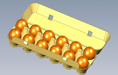 纸质鸡蛋盒,鸡蛋托盘STEP格式模型