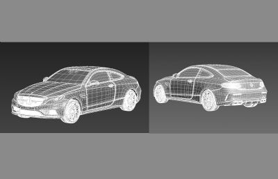 奔驰C63 AMG汽车3D模型,带发动机,带内部结构, max,fbx两种格式,丢失刹车盘贴图