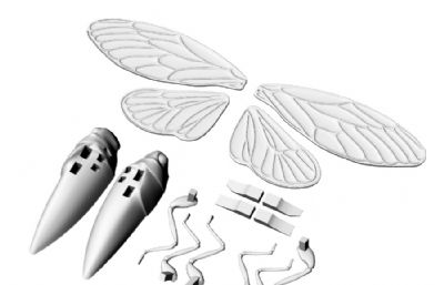 蜻蜓3D打印组件,STL格式
