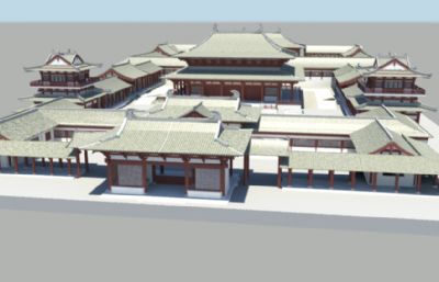 中式古建寺庙,宫殿maya模型