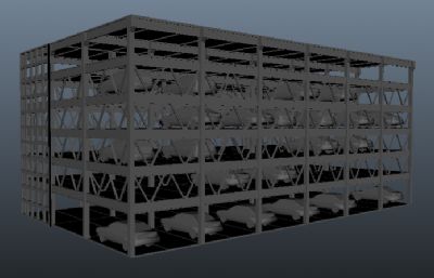 全自动立体垂直停车库MAYA模型,MB,FBX,OBJ格式,maya材质