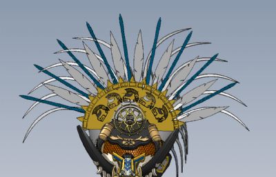 印第安风格的异域风头盔solidworks图纸模型