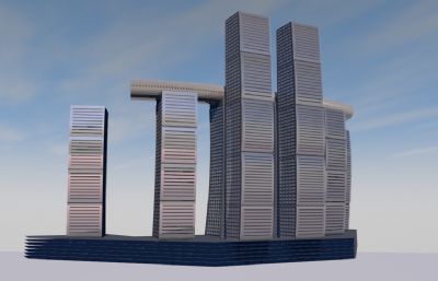 重庆来福士广场地标建筑C4D模型,带OBJ格式