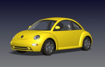 黄色大众甲壳虫3D模型,MAX+FBX格式