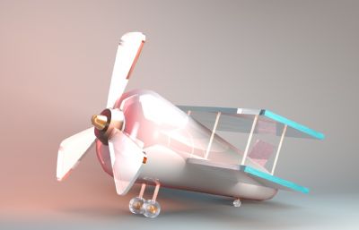玻璃小飞机摆件C4D模型