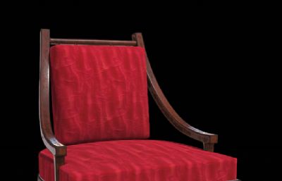 老红色单人沙发椅3D模型