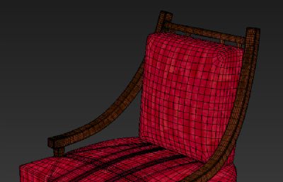 老红色单人沙发椅3D模型