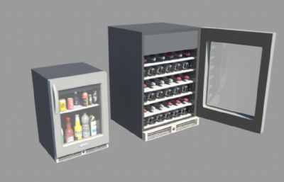 迷你冰箱,小型冷藏柜,酒柜maya模型,MB,OBJ格式