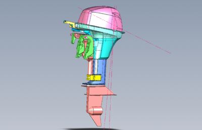雅马哈船舶舷外马达动力机Solidwors2020设计模型,附STP,IGS文件