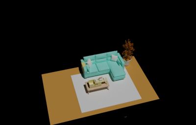 客厅沙发茶几茶具居家场景3D模型