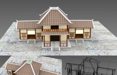 房子,二层小屋古代建筑3D模型