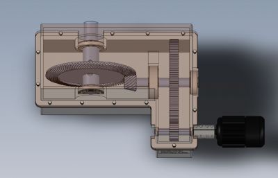 二级圆柱直齿轮与锥齿轮组合减速箱Solidworks设计图纸模型