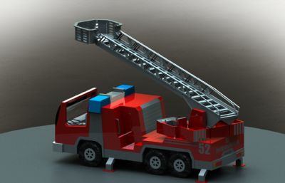 带云梯的消防车玩具模型,SLDPRT,IGS格式