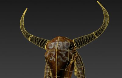 藏式风格的图腾牛头骨3D模型