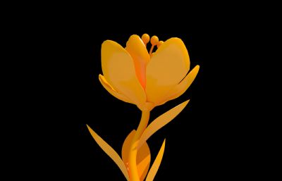 黄色花朵雕塑3D偶像