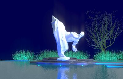 街舞舞者雕像雕塑设计3D模型