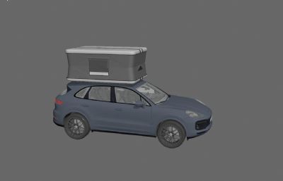 帶車頂帳篷的保時捷SUV汽車3D模型