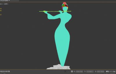 妙龄女子吹笛子雕像雕塑3D模型
