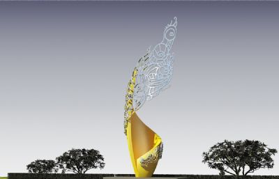鏤空花紋螺旋雕塑3D模型