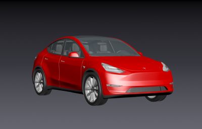 2020款特斯拉MODEL_Y汽车3D模型,MAX,C4D两种文件,标准材质,无贴图